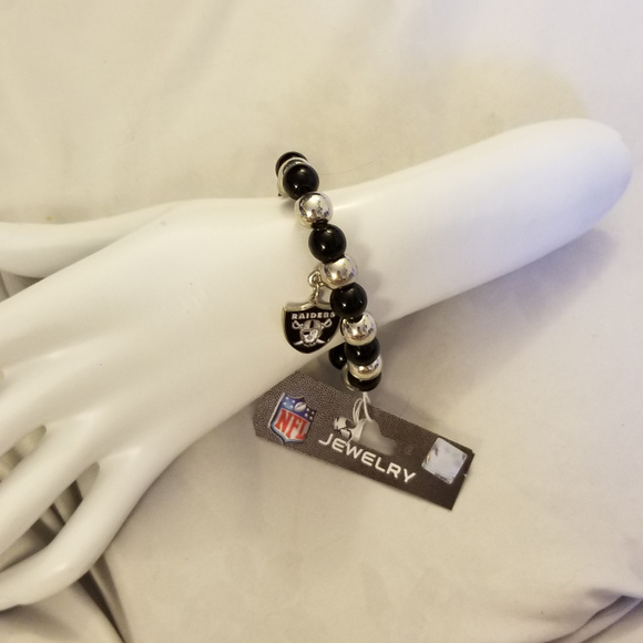 NFL Jewelry - 4/$25 NWT Oakland Raiders Bracelet Black Silver